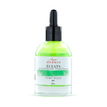 Herbin Eclats Glass Bottle Rich Pigment Writing Ink w/ Dropper 50ml Fluro Green
