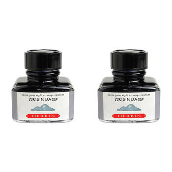 2PK Herbin Writing & Drawing Water-Based Natural Dyes Ink 30ml Cloud Grey