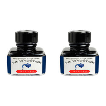 2PK Herbin Writing & Drawing Water-Based Natural Dyes Ink 30ml Deep Blue