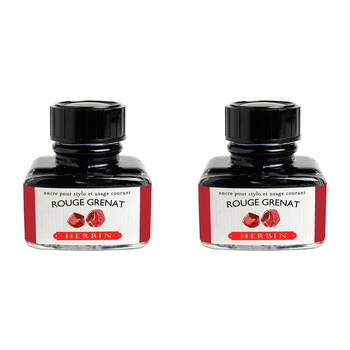2PK Herbin Writing & Drawing Water-Based Natural Dyes Ink 30ml Garnet Red