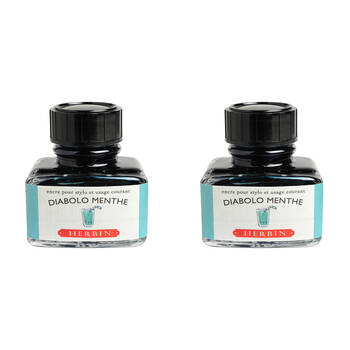 2PK Herbin Writing & Drawing Water-Based Natural Dyes Ink 30ml Mint Green