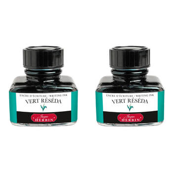 2PK Herbin Writing & Drawing Water-Based Natural Dyes Ink 30ml Reseda Green