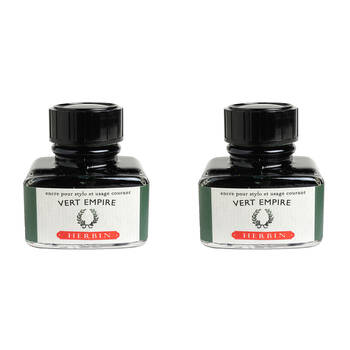 2PK Herbin Writing & Drawing Water-Based Natural Dyes Ink 30ml Empire Green