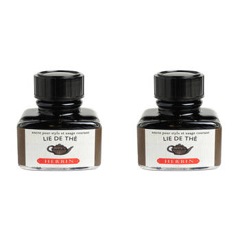 2PK Herbin Writing & Drawing Water-Based Natural Dyes Ink 30ml Tea Brown