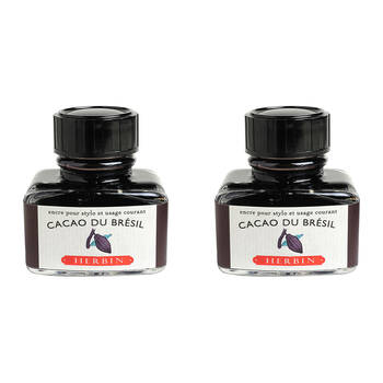 2PK Herbin Writing & Drawing Water-Based Natural Dyes Pen Ink 30ml Cocoa