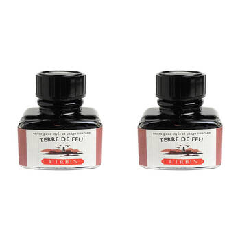 2PK Herbin Writing & Drawing Water-Based Natural Dyes Ink 30ml Land/Fire