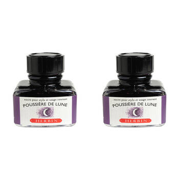 2PK Herbin Writing & Drawing Water-Based Natural Dyes Ink 30ml Moon Dust