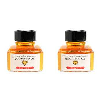 2PK Herbin Writing & Drawing Water-Based Natural Dyes Ink 30ml Yellow Gold