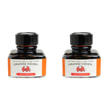 2PK Herbin Writing & Drawing Water-Based Natural Dyes Ink 30ml Indian Orange