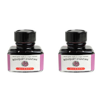 2PK Herbin Writing & Drawing Water-Based Natural Dyes Pen Ink 30ml Bouquet