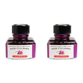 2PK Herbin Writing & Drawing Water-Based Natural Dyes Ink 30ml Cyclamen