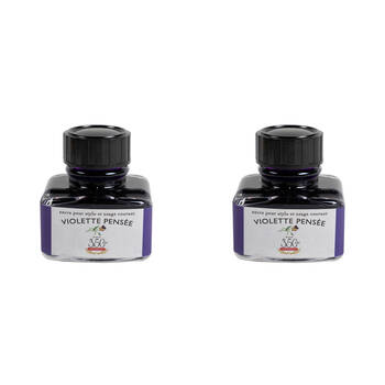 2PK Herbin Writing & Drawing Water-Based Natural Dyes Ink 30ml Violet Pansy