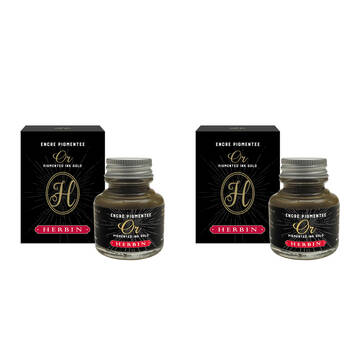 2PK Herbin Ornamental Rich Opaque Pigment Decorative Writing Ink 30ml Gold