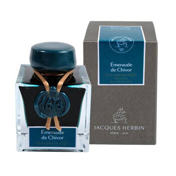 Herbin 1673 Prestige Glass Bottle Writing Fountain Pen Ink 50ml Chivor Emerald