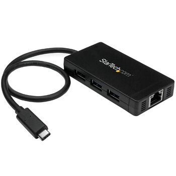3 Port USB C Hub w/ GbE - C to A - USB 3.0 - Power Adapter
