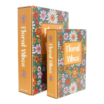LVD 2pc Decorative MDF 24/18cm Book Box Set - Floral Vibes