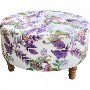 LVD Velvet/Wood/MDF 36x61.5cm Ottoman Home Furniture Round - Watercolour