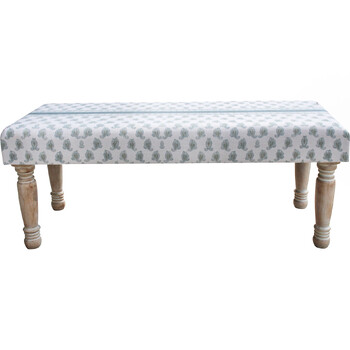 LVD Velvet French Fleur 101x41cm Wood Ottoman/Bench Home Furniture