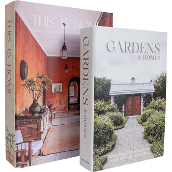 2pc LVD Wooden Canvas Book Box Large Set 34x25x6.5/29x20x5.5cm Home & Gardens