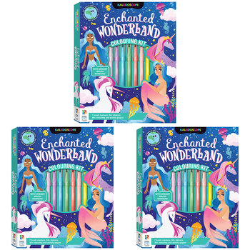 3PK Kaleidoscope Enchanted Wonderland Kids Colouring Kit 8y+