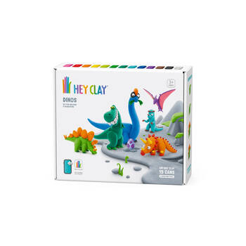 Hey Clay Dinos Theme Modelling Set w/15 Colour Cans & 2 Tools 3y+