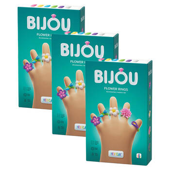 3x 5pc Hey Clay Bijou Flower Rings Kids Modelling-Clay Kit Multi-Coloured 3y+