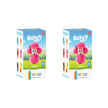 2PK Hey Clay Bluey Single Character Kids Modelling-Clay Set 5 Coloured Cans Coco