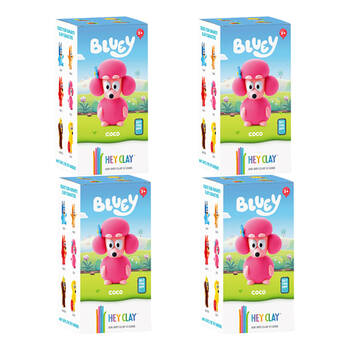 4PK Hey Clay Bluey Single Character Kids Modelling-Clay Set 5 Coloured Cans Coco