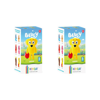 2PK Hey Clay Bluey Single Character Kids Modelling-Clay Set 5 Coloured Cans Lucky 
