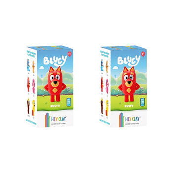 2PK Hey Clay Bluey Single Character Kids Modelling-Clay Set 5 Coloured Cans Rusty