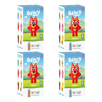 4PK Hey Clay Bluey Single Character Kids Modelling-Clay Set 5 Coloured Cans Rusty