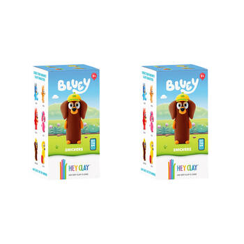 2PK Hey Clay Bluey Single Character Kids Modelling-Clay Set 5 Coloured Cans Snickers