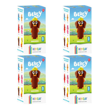 4PK Hey Clay Bluey Single Character Kids Modelling-Clay Set 5 Coloured Cans Snickers