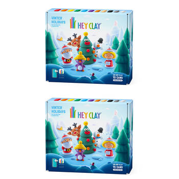 2x 15pc Hey Clay Winter Holidays Moulding Cans Multicoloured 3y+