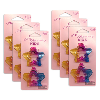 6x 2pc My Accessory Kids 5cm Melrose Hair Clip Ombre Star