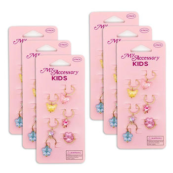 6x 6pc My Accessory Kids 3cm Hair Cuff Silver Charms Assorted