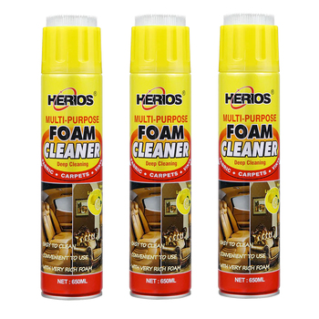 3PK Herios 650ml Multi-Purpose Foam Cleaner w/ Brush - Fresh Lemon