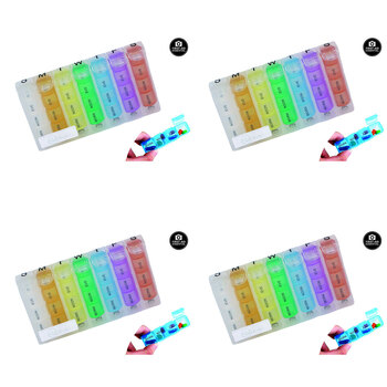 4PK Advance Protect Pill Box 7 Day Multi Colour 11X19.5Cm