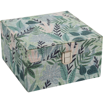 LVD Mixed Leaves Linen/MDF 16cm Jewellery Box Accessory Organiser Square