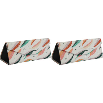 2PK LVD Gum Leaves PU/Cardboard 16cm Eye-Glasses Case Triangle