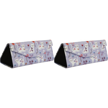 2PK LVD Fancy Felines PU/Cardboard 16cm Eye-Glasses Case Triangle