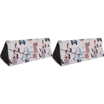 2PK LVD Puppies PU/Cardboard 16cm Eye-Glasses Storage Case Triangle