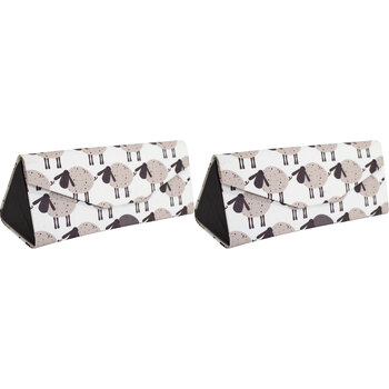 2PK LVD Sheep PU/Cardboard 16cm Eye-Glasses Storage Case Triangle