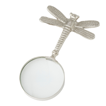 Pilbeam Living 18cm Dragonfly Aluminium Magnifying Glass - Silver