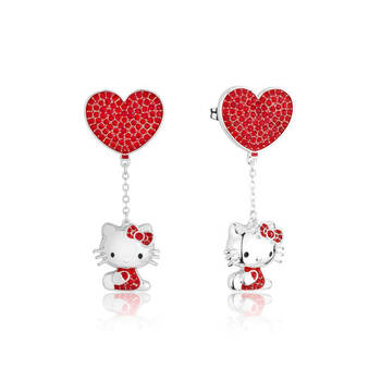 Couture Kingdom Sanrio Hello Kitty Love Drop Earrings 6cm - Silver