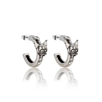Couture Kingdom Kuromi Oxidised Hoop Earrings - Silver
