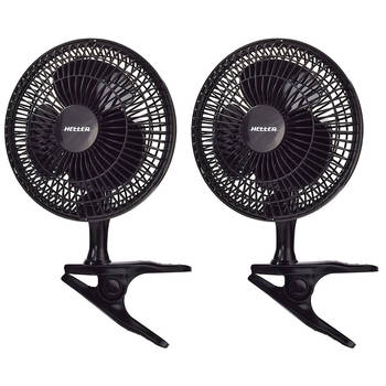 2x Heller 15cm Desk/Personal/Clip Fan/Tilt/Air Black