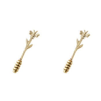 2PK Pilbeam Living Brass Bee Honey Dipper Home Decor - Gold 