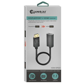 Sansai Displayport To HDMI Male To Female Adaptor 30cm