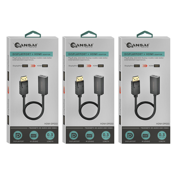 2PK Sansai Displayport To HDMI Male To Female Adaptor 30cm